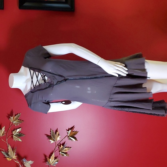 People's Liberation Asymmetrical Hem Dress with Trees Front Lace BNTW - Picture 2 of 13